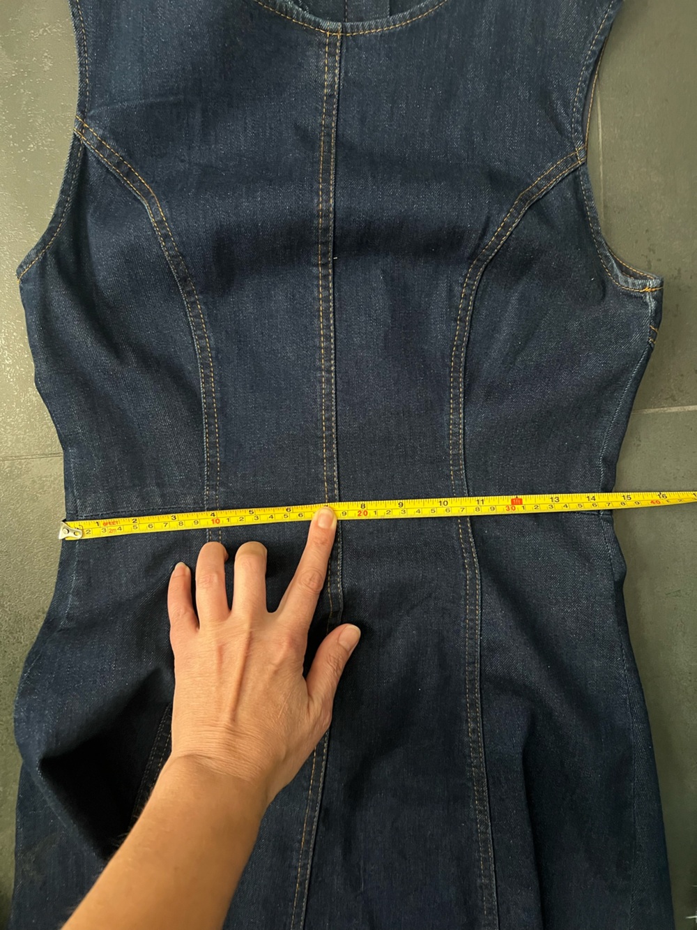 ZARA Dark Denim Sleeveless Midi Dress, Size L. - Picture 10 of 12